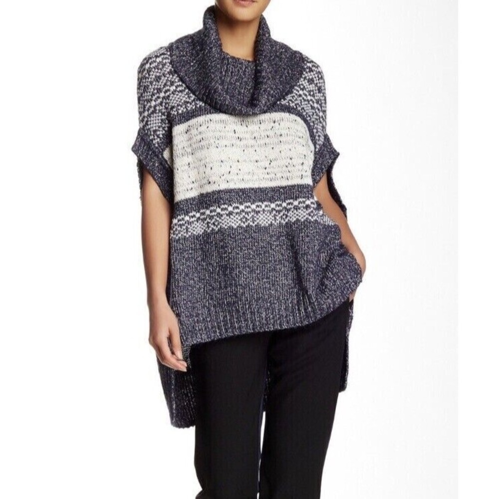 BCBGMaxazaria Elinor Striped Cowl Neck Wool Blend Sleeveless Sweater XS/S‎